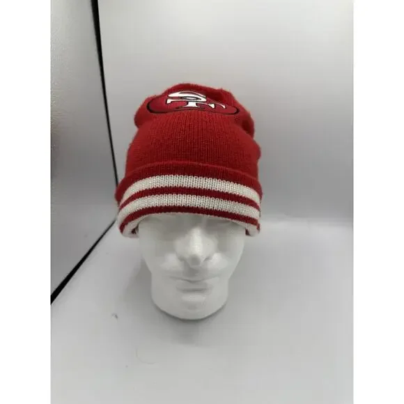 Vintage Mitchell ness San Francisco 49ers football beanie pom hat Stripes - Picture 3 of 6